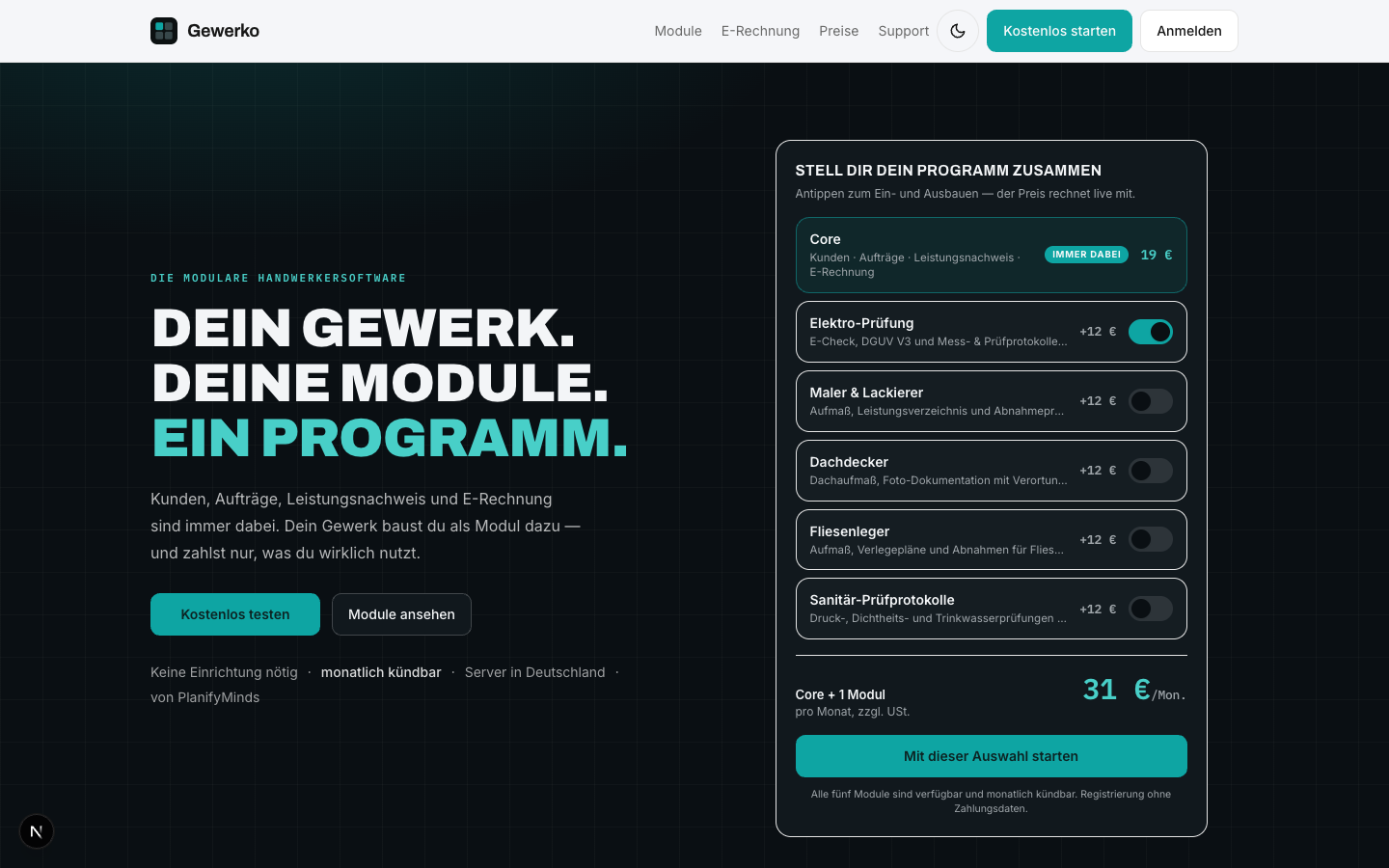 Screenshot: Startseite